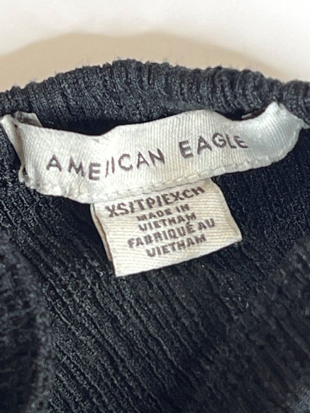 American Eagle One Shoulder Crop Top XS Black Ribbed Stretch Casual - Picture 3 of 7